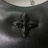 Smfk k Borsa a tracolla con fiori incrociati Li Feier Stessa lucidatura artigianale in pelle nera Ascelle femminili alla moda e di tendenza