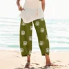 Calças femininas mulheres boho vintage colheita primavera verão harem solto dandelion impressão calças aloha praia férias ropa mujer