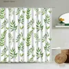 Shower Curtains Tropical Green Plant Leaf Shower Curtain Set Water Colors Art White Background Bathroom With Hook Waterproof Polyester Screen Y240316