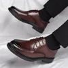 Mens Formal Shoes Genuine Leather Fashion Dress Shoes Men's Italian Style Business Office Wedding Solid Color Lace Up Shoes 240402