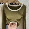 Женские свитера, весенние французские женские топы, вязаный свитер с круглым вырезом и длинными рукавами внутри, свободные топы без подкладки, женские 2024