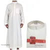 Vit långärmad islamiska män kläder Jubba Thobe Abaya Dubai Saudiarabien Traditionell Ramadan Eid Arab Robes 867