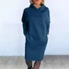 Abiti casual Abito con cappuccio a maniche lunghe Felpa con cappuccio caldo midi per donna Pullover tinta unita vestibilità ampia con maniche lunghe Autunno