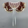 Bow Ties Traditional Lace Shawl Collar Decorative Lapel For Lady Elaborate Flower Pattern H7EF