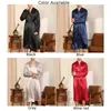 Men's Sleepwear Casual Man Long Emulation Silk Satin Bathrobe Pajamas Sleeve Knee Length Kimono Robe Gown Nightwear Robes For Men