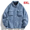 Chaqueta de mezclilla de carga Hombres Vintage Jean Coat Plus Tamaño 8XL Moda Casual Denim Coat Masculino Tamaño grande 8XL 240314