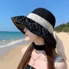 Wide Brim Hats Ladies' Spring Lace Fisherman Hat Small Face Effect Breathable Sunscreen Uv Protective Detachable Foldable Outdoor Large