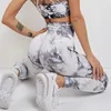 Active Pants Seamless Tie-Dyed Yoga Sets Sports Fitness High Waist Hip Raise Workout Clothes Gym Leggings For Women