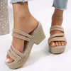 Sapatos de vestido Mulheres Verão Fahion Vintage Open Toe Chunky Heel Chinelos Plataforma Ao Ar Livre Senhoras Sandálias Femininas