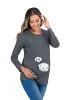 Tanks New Cute Women Pregnancy Tshirt Long Sleeve Maternity Clothes Casual Crew Neck Printed Funny Baby Peeking Women Pregnant Tops