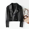 Women's Leather 2024 Lady Real Jacket Fashion Streetwear Short Sheepskin Coat Spring Autumn Female Motojacket TF5517