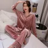 Sleepwear Autumn Winter Warm Pamas Set Women Sleepwear Gold Veet Homewear Sisters Soild Pijama kostym Kvinnor Tjock träningskläder