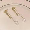 Boucles d'oreilles pendantes Lovelink simple baroque rond blanc perle gland boucle d'oreille fille géométrique métal style sphère longue pour les femmes bijoux de fête