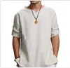 Herren Freizeithemden Herren New 3/4 Sle Loose Solid Casual Large Pullover ShirtC24315