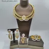 Conjuntos de joias de casamento Conjunto de joias femininas brasileiras 18k ouro redondo colar e brincos conjunto de joias de festa de casamento presente de noiva italiana Q240316