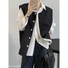 Gilets pour femmes SuperAen 2024 Printemps High Order Style Contraste Couleur Noir Débardeur Col V Costume Gilet Manteau