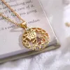 Anhänger-Halsketten KAUFEN Sie eine einzigartige hohle Design-Kreis-Halskette für Jungen und Mädchen für Frauen, goldfarben, Edelstahl, Schmuck, Geburtstagsgeschenk