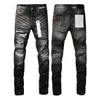 Designer heren paarse jeans gestapelde lange broek ksubi gescheurd high street merk patch gat denim rechte mode streetwear silm 28-40