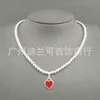 Tifaniym classic Enamel Love 925 Silver T Family Necklace ins Wind Drip Glue Heart 4mm Round Beads Buddha Peach Female