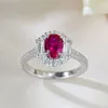 Cluster Ringen Vinregem 5 7 MM Oval Cut Sapphire Ruby Edelsteen Klassieke 925 Sterling Zilveren Ring Voor Vrouwen Fijne Sieraden huwelijksgeschenken