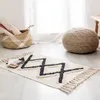 Mattor -Tufted Ethnic Wind Mat Black Diamond Cotton Doormat Bedroom Bedside Footrost Living Room soffbordsgolv