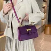 Bolsos cruzados morados con cordón para mujer, bolso cuadrado 2024, bolsos de cuero, bolso de hombro pequeño de diseñador para mujer