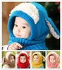 Baby Winter Crochet Warm Hats Cap Girls Kids Handmade knit Woolen yarn caps cute dog shape ear warmer scarf hat KBH1168019037
