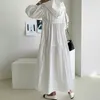 Casual Dresses Women Minimalism Lantern Sleeve Ladies Korean Chic Hooded Runway Long Dress