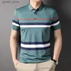 Men's T-Shirts Top grade linen dyeing technology seamless new summer brand striped polo shirt short sleeved plain casual top fashion mens clothing Q240316