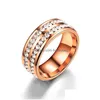 Band Rings 8Mm Stainless Steel Crystal Gold Sier Plated Band Rings For Women Men Fashion Jewelry Wedding Party Club Wear Drop Deliver Dh5Sq