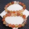 Pulseras de eslabones 12 mm Color natural Fuego Hematoide Cuarzo Pulsera Moda Joyería de cristal Brazalete para mujeres Curación Regalo de vacaciones 1 unids