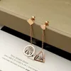 Dangle Earrings Fashion Love Circle Square Asymmetrical Drop Earring Stainless Steel Women Party Wedding Gift Rose Gold Color