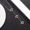 Designer Sterling Silver S925 TIFFAY OCH CO TASSEL Kärlek Halsband Kvinnor Tre hjärtan Inlagd med Diamond Heart Pendant Clavicle Chain Valentines Day