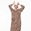 Sleepwear 2019 Winter Women Kigurumi Onesie Bow Cat Pamas Sets Cute Flannel Animal Pama Nightie Warm Hooded Sleepwear Costume