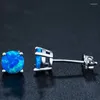 Stud Earrings Exquisite Small Round WhiteBlue Fire Opal For Women 2024 Charms Jewelry Men Party Gifts