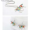 Bruiloft Sieraden Sets Oorbellen Ketting Dier Sieraden Sets Voor Vrouwen Regenboog Paard Zeester Kettingen Party Charm S1 Q240316