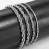 Link Bracelets Gold Silver Color Rope Chain For Men Women Stainless Steel Twisted Anklet Adjustable Dropship DKBB13