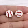 Boucles d'oreilles dos bijoux de sport femme coeur Baseball Stud Football volley-ball basket-ball en bois