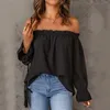 Dames T-shirts Sexy Off Schouder Top Shirt Voor Vrouwen Zomer Mode Geplooid Eén Hals Lente Effen Kleur Trui Strandkleding Kleding