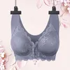 Bras mulheres botão frontal sem fio sutiã grandes seios confortáveis respirável plus size roupa interior bralette profundo v lingerie