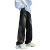 American High Street Jeans for Boys, Trendy Black Vibe Versatile, Student Loose Straight Wide Leg Pants