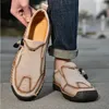 Sapatos masculinos de marca de luxo, calçados casuais de couro para caminhada, calçados confortáveis para homens