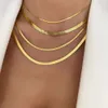 high quality stainless steel cuban link 14K gold plated dainty choker for women girls snake chain herringbone necklace