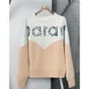 24SS Isabels Marants Felpe con cappuccio da donna Felpe Moda francese Color Block Lettera Floccatura Stampa Felpa pullover allentata casual Felpa a maniche lunghe