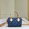 24SS Femmes Nano Designer De Luxe Denim Totes Sacs À Main Shouder Bandoulière Dames Sacs À Main Avec Pochette En Métal D'origine Bourse Pochette 16cm