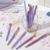 10pcs Purple Color Pen Set Diamond Ballpoint Pen Student Business Office Metal Pen Luxury Gift Pen Set Office School Supplies 240307