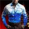 Camisas informales para hombre Copo de nieve camisa casual para hombre Navidad casual otoño e invierno trineo largo azul XS-6XL camisa de tela elástica en cuatro direccionesC24315