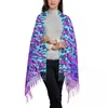 Foulards Notes de musique Écharpe avec gland rose violet bleu chaud châles doux Wrpas femme imprimé chapeaux hiver rétro Foulard