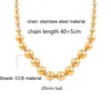 Nouveau Style Hip Hop boule d'or grande chaîne de perles collier Punk en acier inoxydable collier ras du cou bijoux pour femmes fête