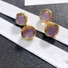 Emerald Eares Luxury Brand Round Earrings Amethyst Jewel Fashion Brand Women Studs Banket Party Gift Jewelry Wholesale